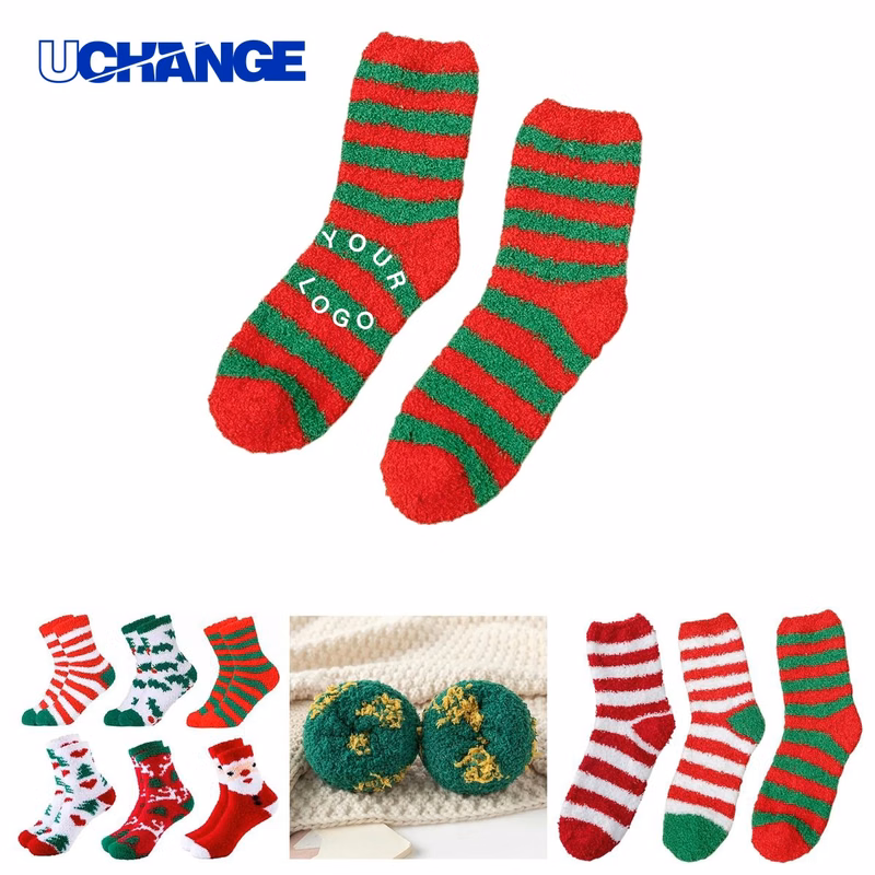 Fleece Striped Grip Socks Socks for Indoor Comfort