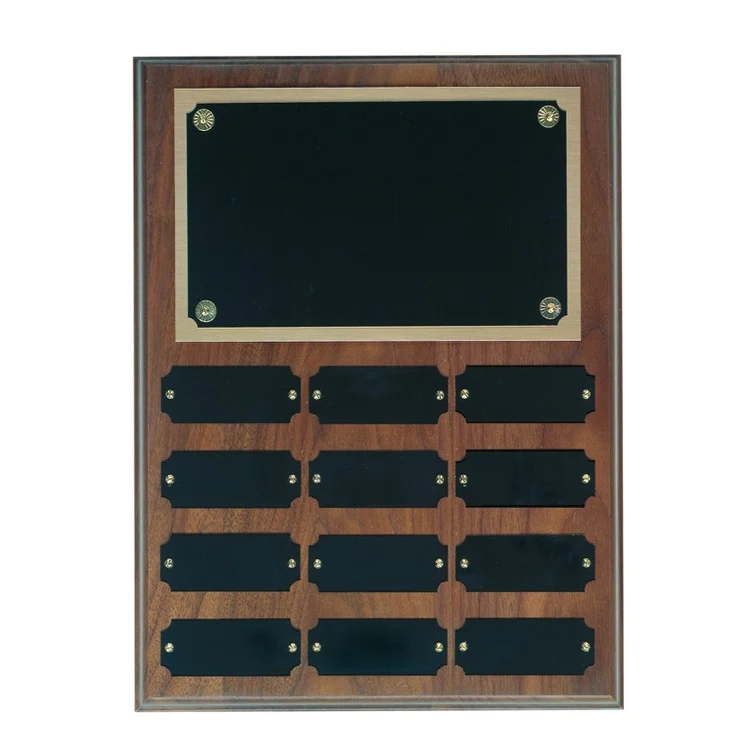 12 Plate Genuine Walnut Step Edge Perpetual Plaques 1
