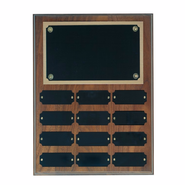 12 Plate Genuine Walnut Step Edge Perpetual Plaques