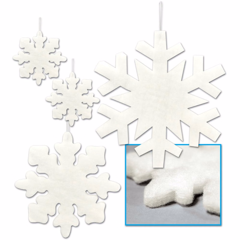 Fluffy Snowflake Decorations - Assorted