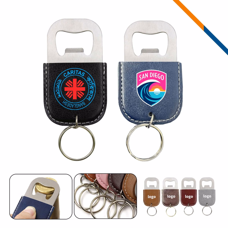 ClixKey PU Leather Keychain Bottle Opener