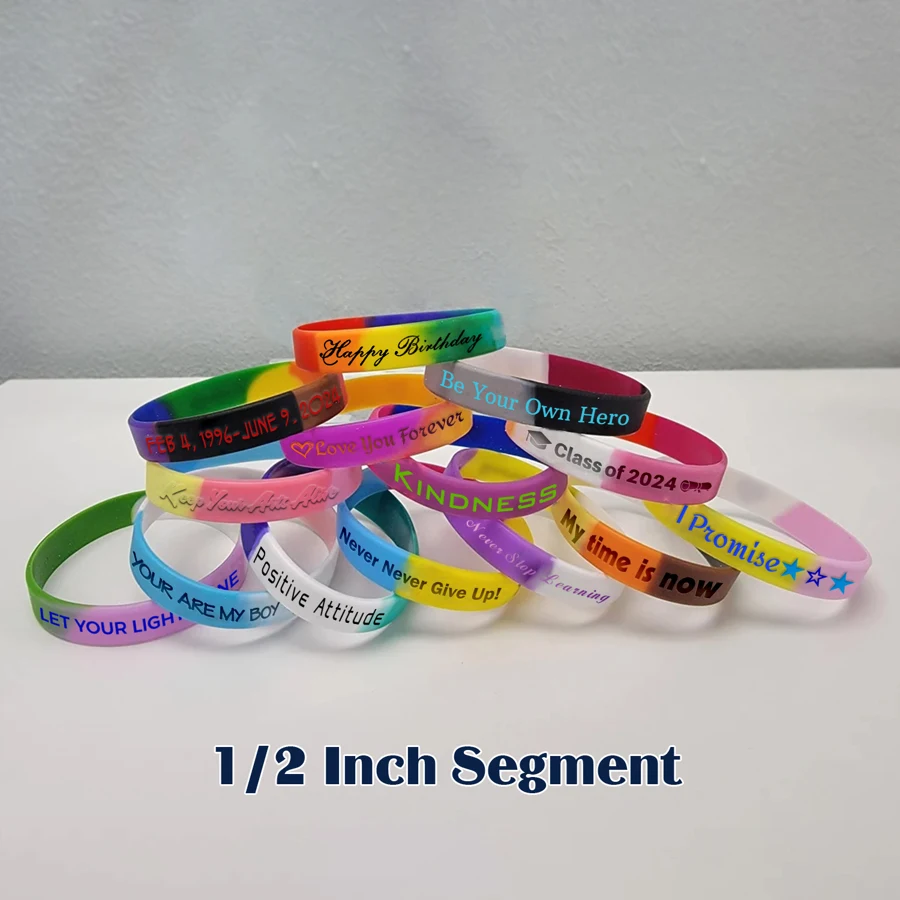 Segmented Silicone Wristband - 1/2" band 1