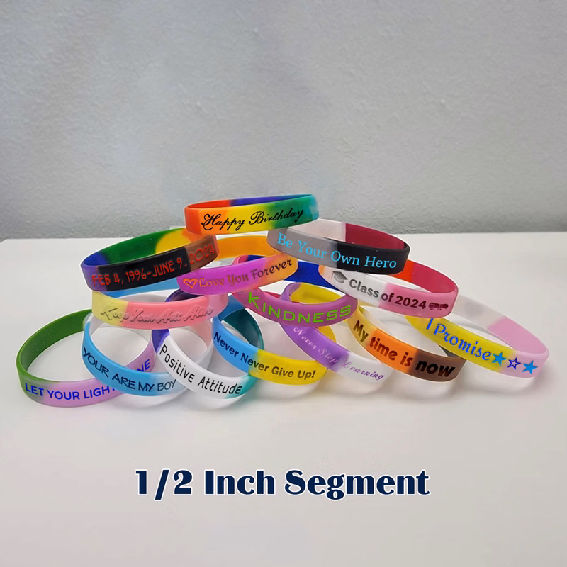 Segmented Silicone Wristband - 1/2" band