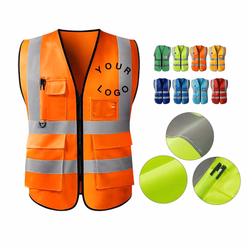 Reflective Safety Vest with Multiple Pockets