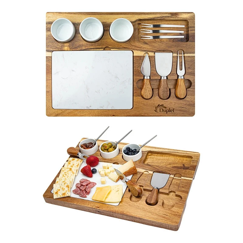 Milton 11-Piece Acacia Wood Cheese Set 1