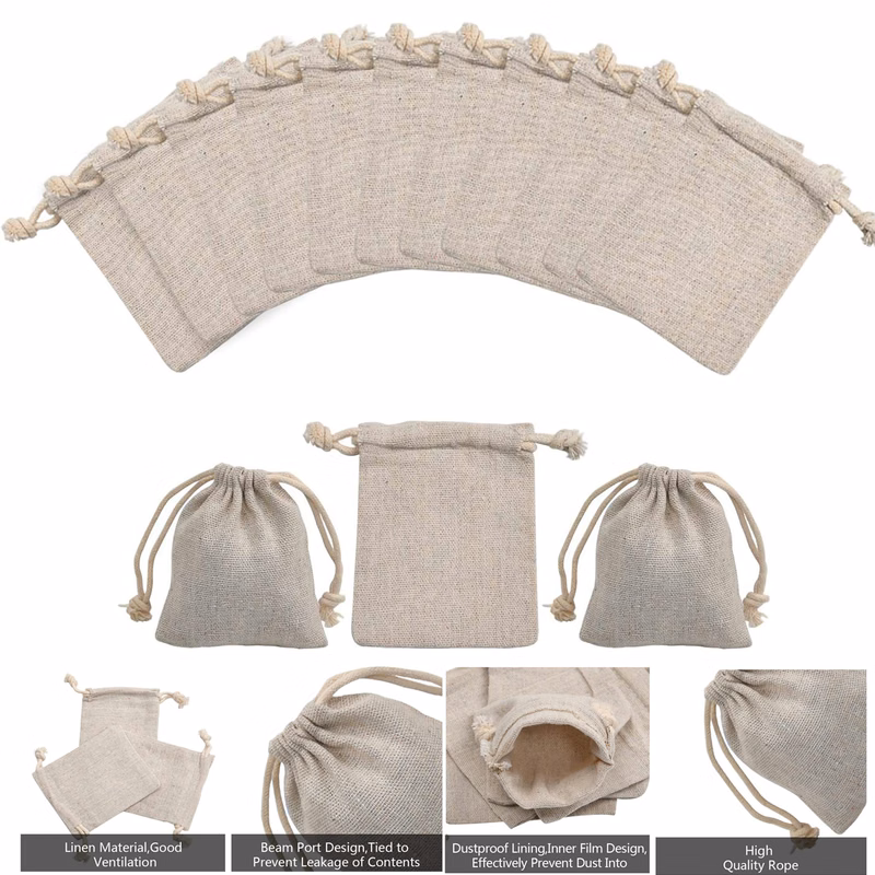 5 x 7 Inches Double Canvas Drawstring Gift Bag Cotton Pouch