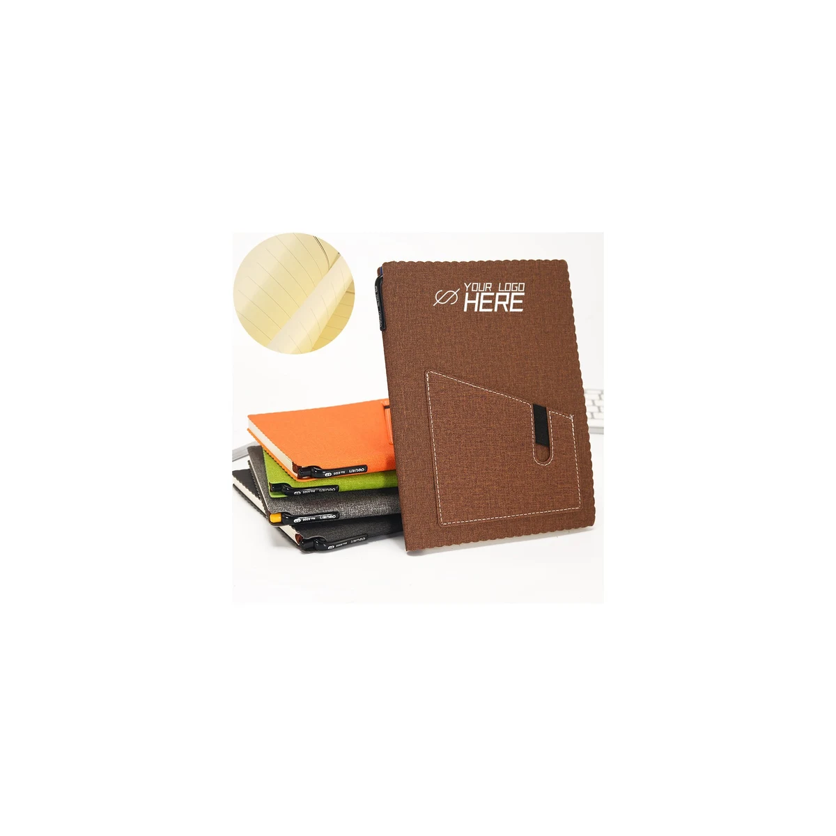 A5 Lined Leather Journal Notebook With Pocket 1