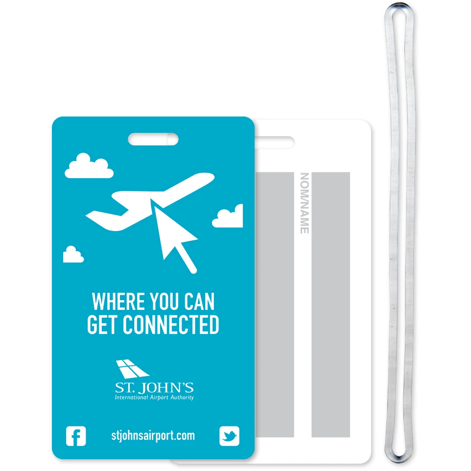 Luggage Tag (2 1/2"x4 1/4") Spot Colour Front Imprint Write-On Panels on Back with 6" Loop 1