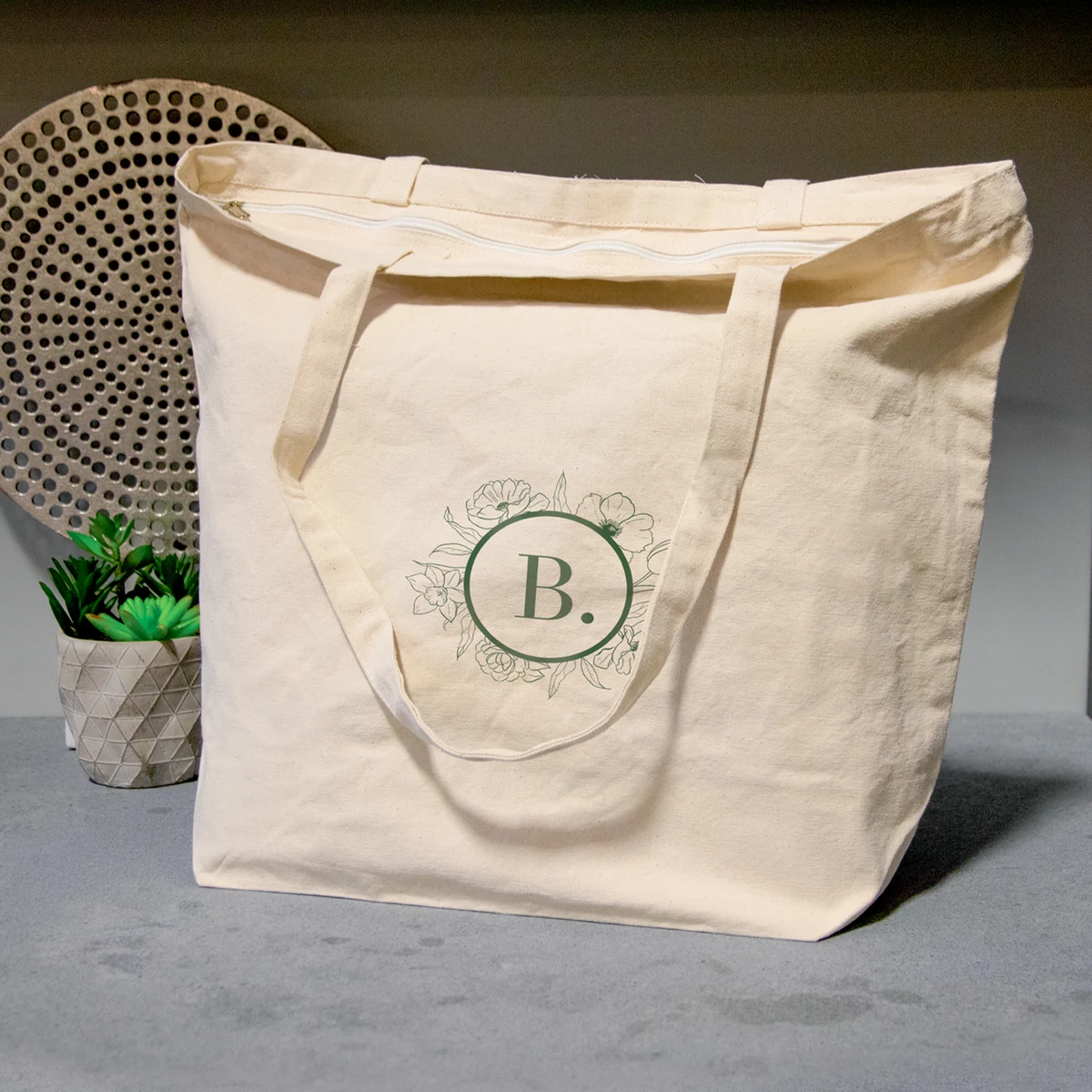 Vineu 10 oz Cotton Tote With Zipper 1