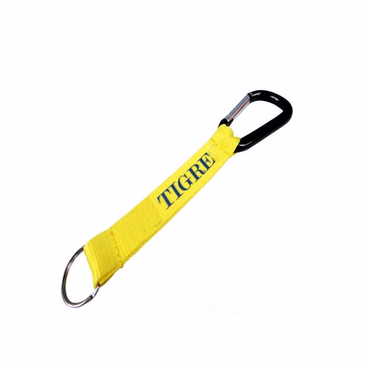 Carabiner Key Chain w/ Polyester Strap and Split Key Ring