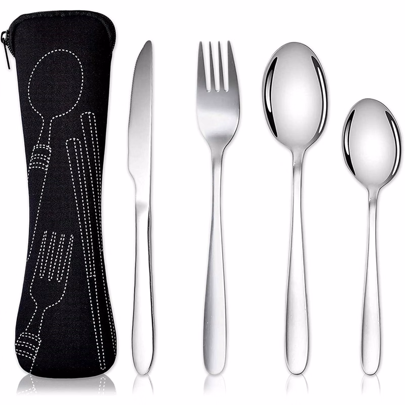 4 Pack Cutlery Set With Portable Pouch