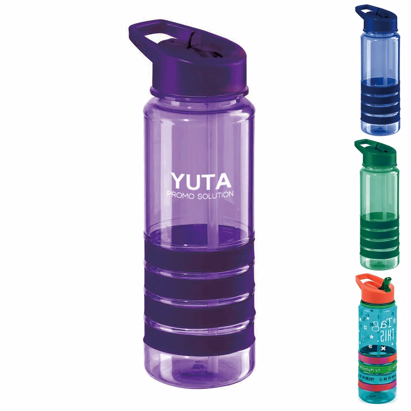 26Oz Lightweight Durable Plastic Water Bottle W/ Straw