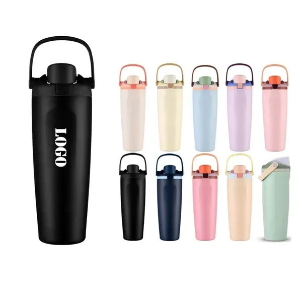 30 Oz Stainless Steel Car Thermos for Commutes, Fitness and Travel, custom water bottle with logo imprint 1