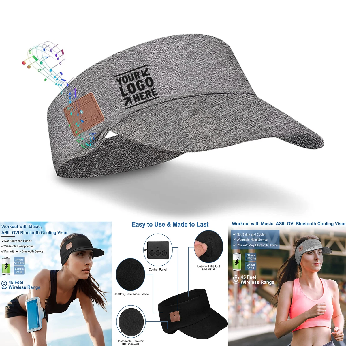 Outdoors Workout Bluetooth Hat Sun Visor with HD Speaker and Mic 1