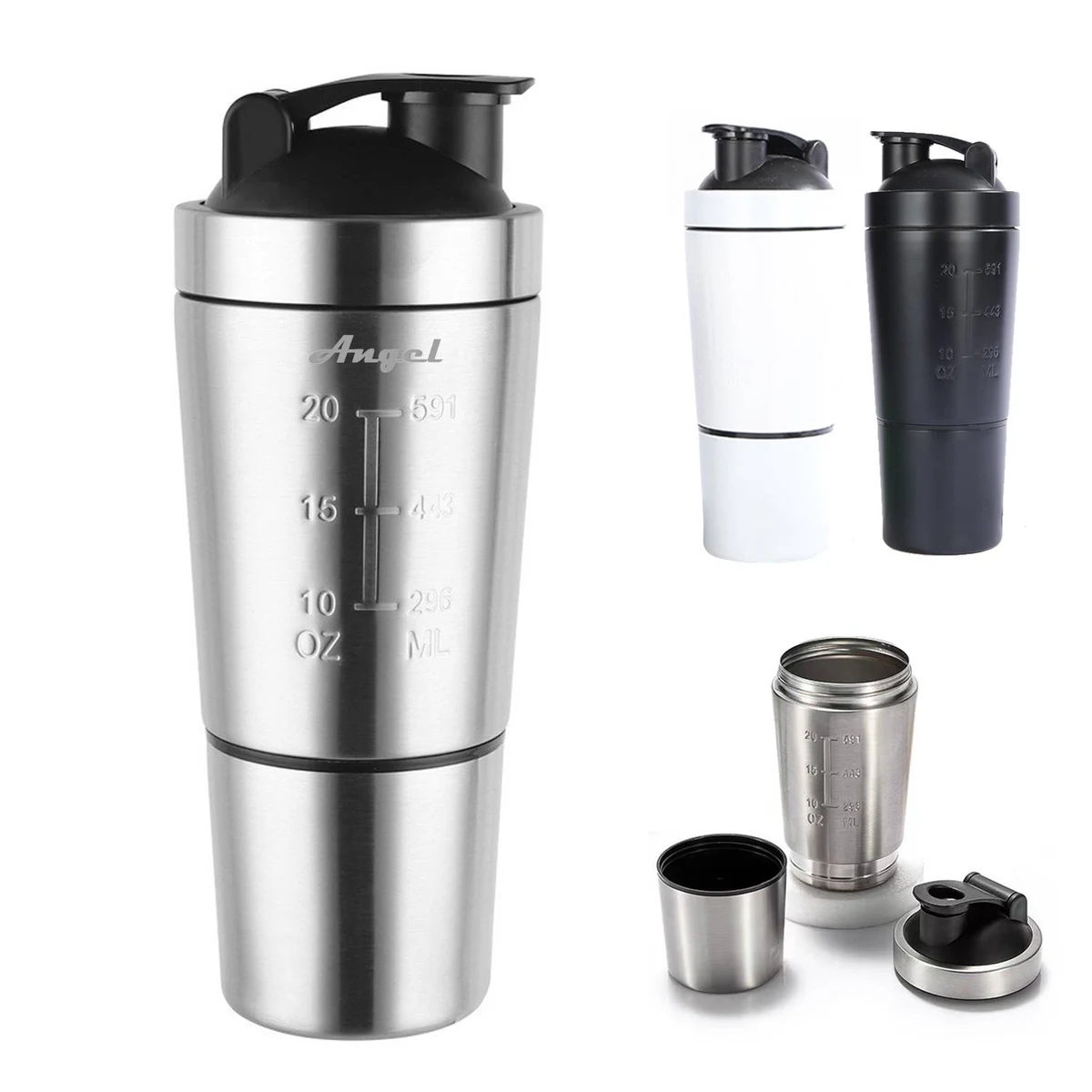 20Oz Stainless Steel Shaker Bottle, custom water bottle with logo imprint 1