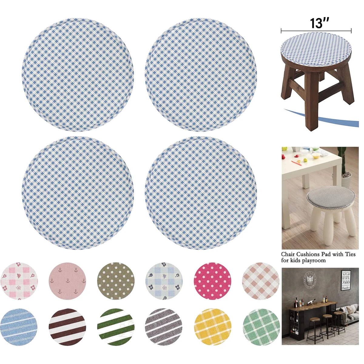 13 x 13 Inches Round Stool Chair Cushions 1