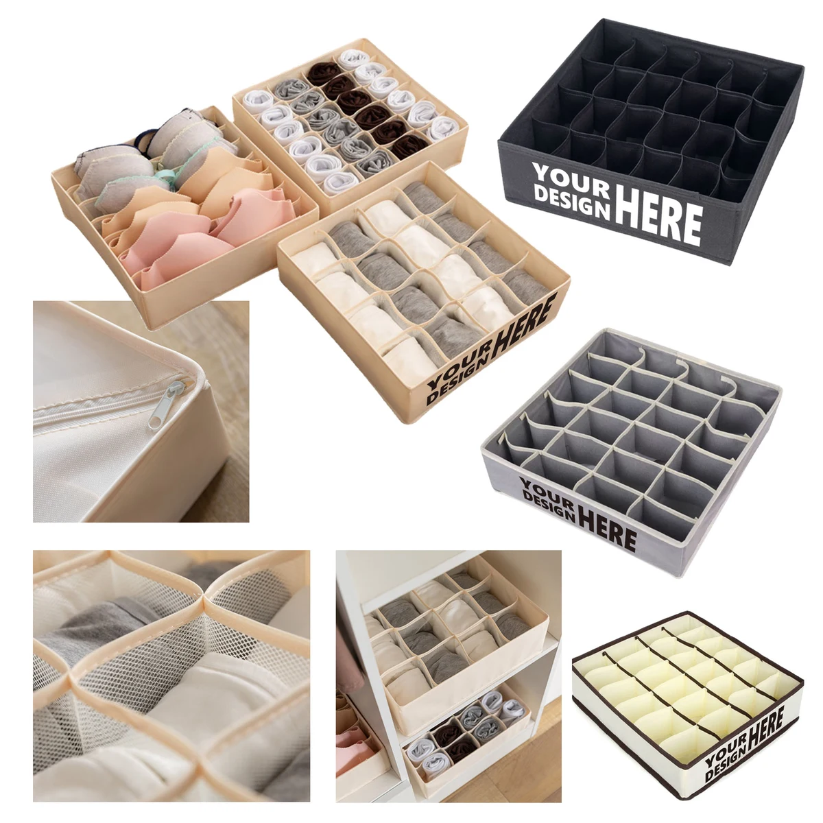 Drawer-Type Grid Storage Box For Wardrobes 1