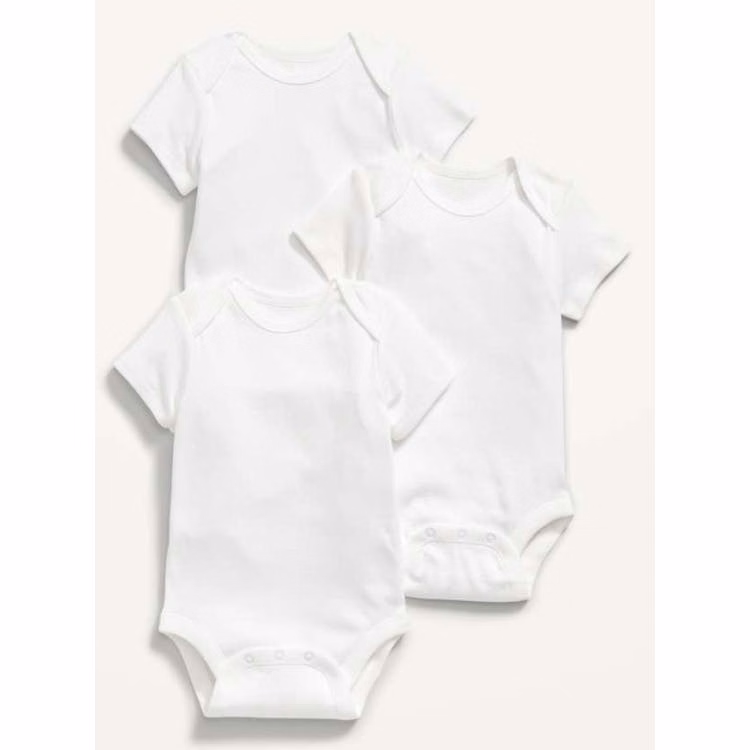 Unisex Short Sleeve Onesies White 12-24M 3 Pack