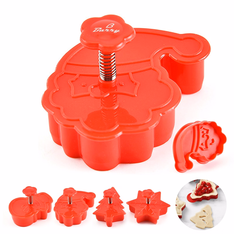 4Pcs Plastic Christmas Cookie Cutter Set