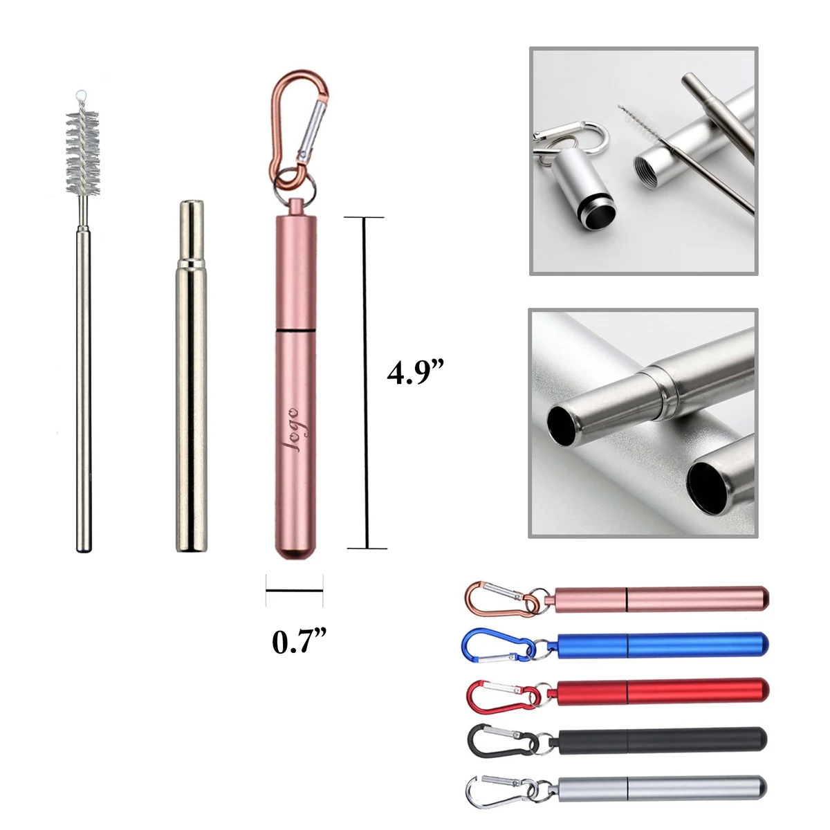 MOQ50 Collapsible Straw Set in Aluminum Case 1
