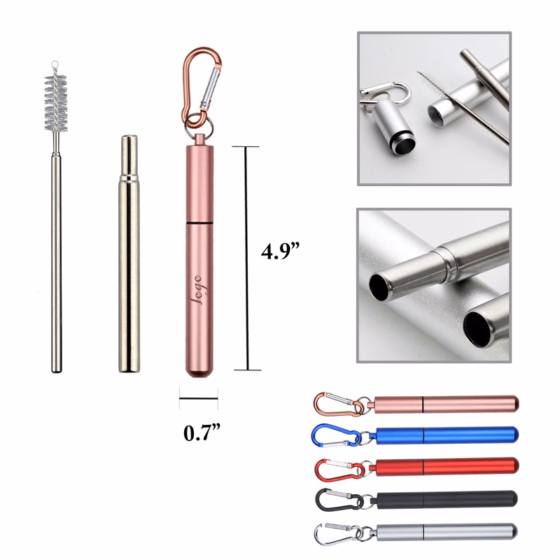 MOQ50 Collapsible Straw Set in Aluminum Case