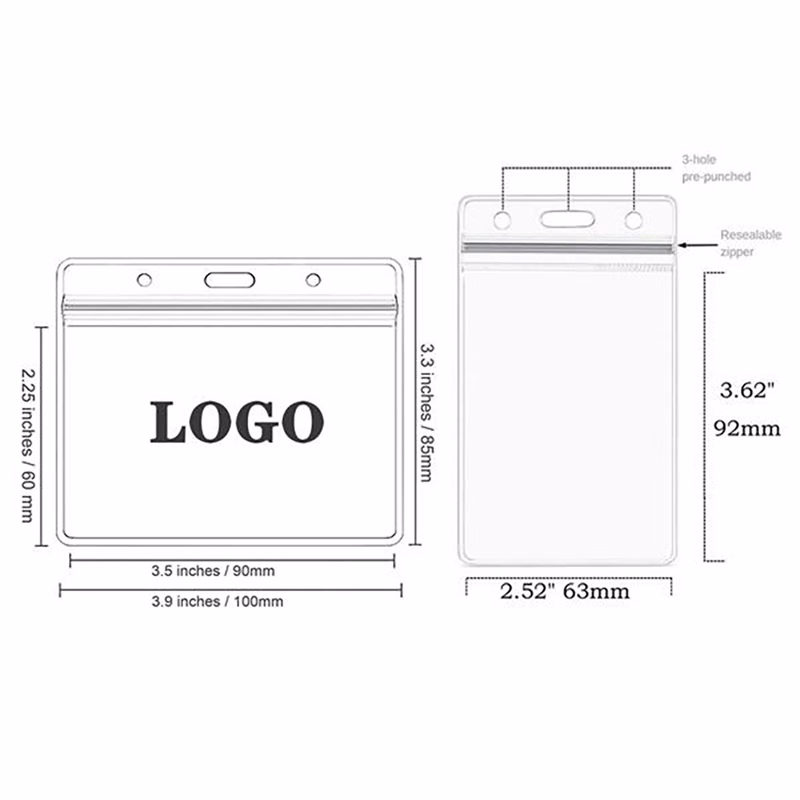 Plastic PVC Waterproof ID Card Name Badge Holder Clear