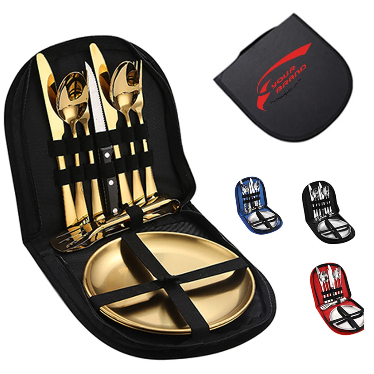 High quality Metal Camping Utensil Silverware Set 2 people 1