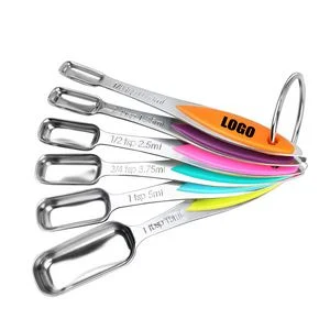 Premium Stainless Steel Measuring Spoons Set 6 Sizes With Silicone Handle 1