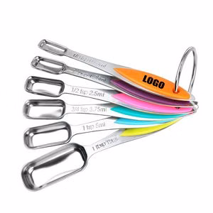 Premium Stainless Steel Measuring Spoons Set 6 Sizes With Silicone Handle