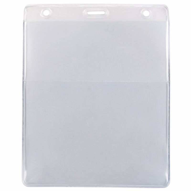 Vertical Top Load Badge Holder w/Slot & Chain Holes (4.44" X 5.25")(Clear)