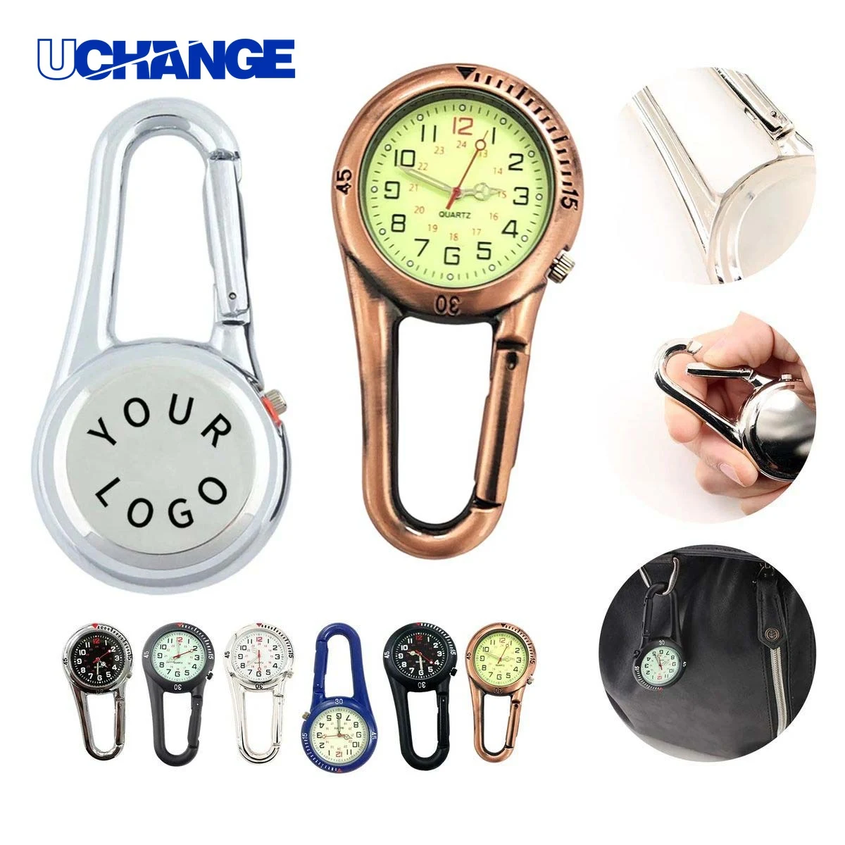 Climbing Carabiner Watch Clip Accessory with Fluorescent Dial 1
