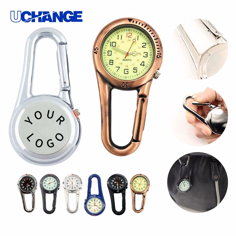 Climbing Carabiner Watch Clip Accessory with Fluorescent Dial
