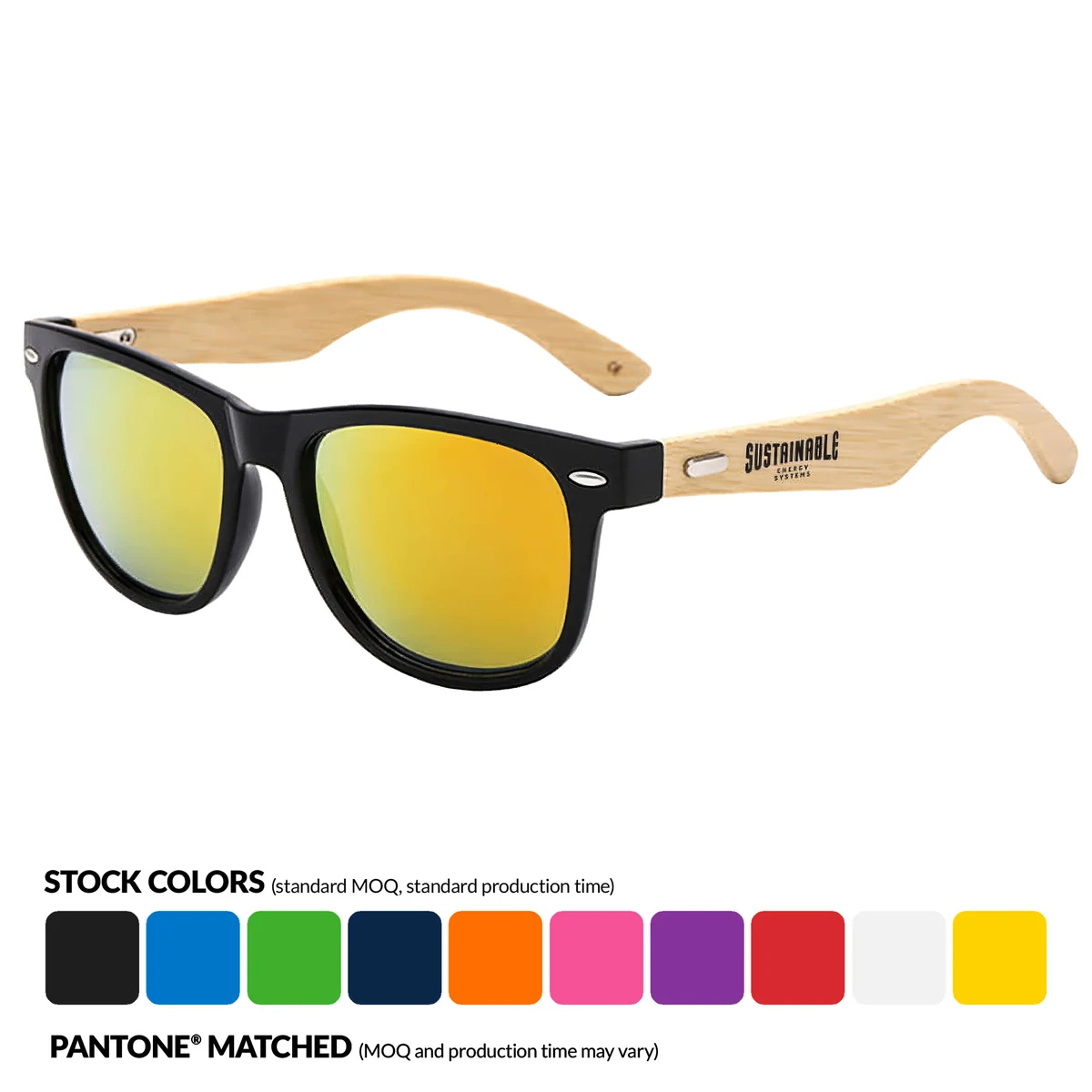 Retro Mirrored Lenses Bamboo Sunglasses 1