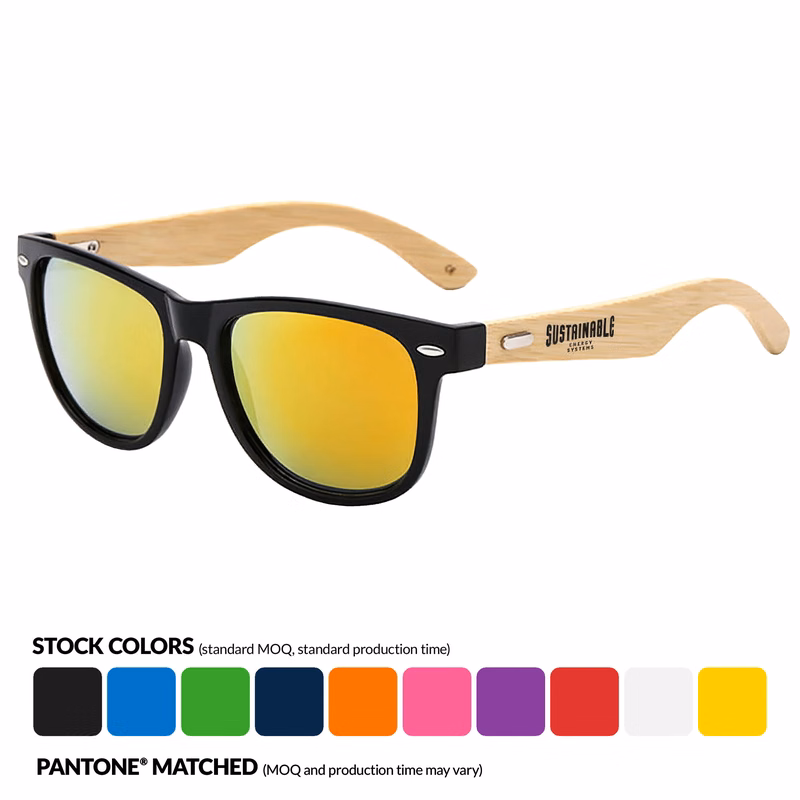 Retro Mirrored Lenses Bamboo Sunglasses