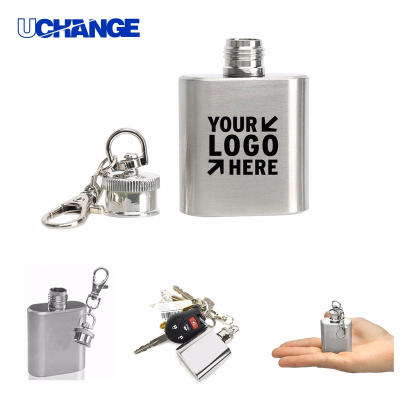 1oz Stainless Steel Hip Flask Keychain