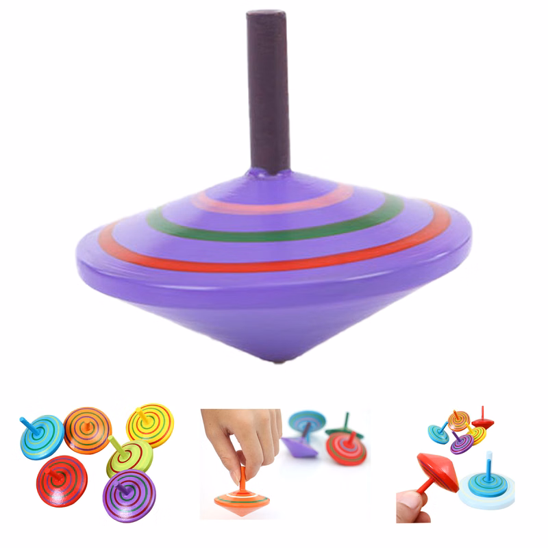 Colorful Painted Wood Spinning Tops