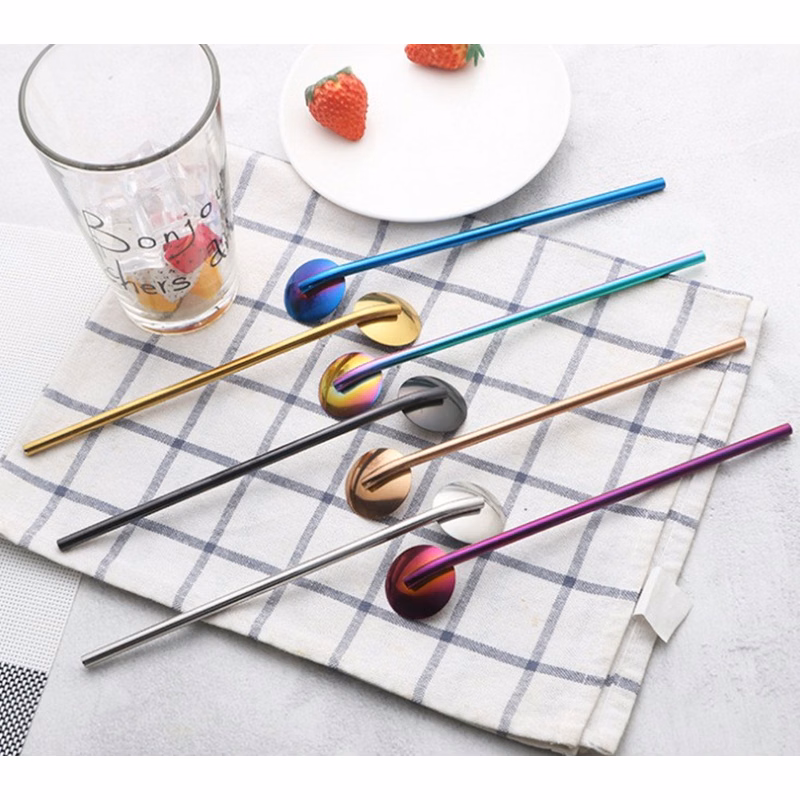 Dual-Purpose Stainless Spoon Straw