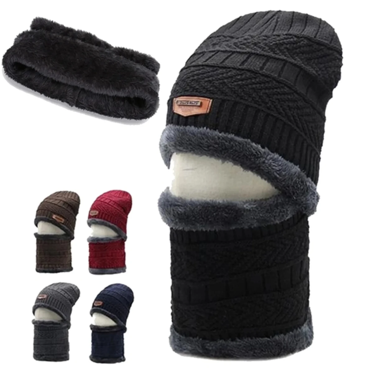 Unisex Beanie Hat Scarf Set For Winter 1