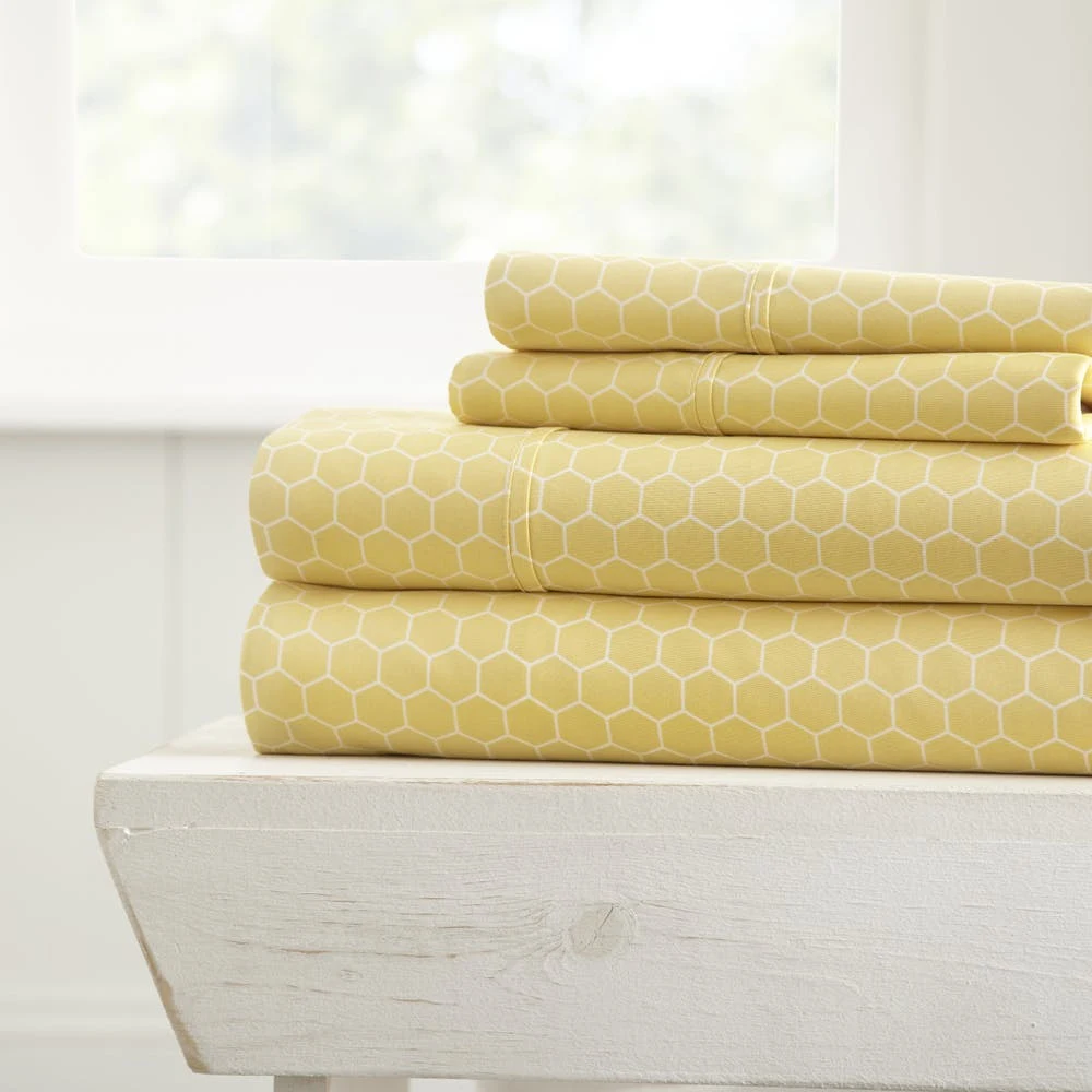 Premium Sheet Sets - Yellow Honeycomb Full 4 Piece 1