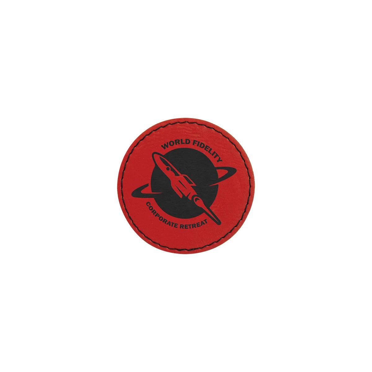2" Red Leatherette Round Patch with Adhesive 1