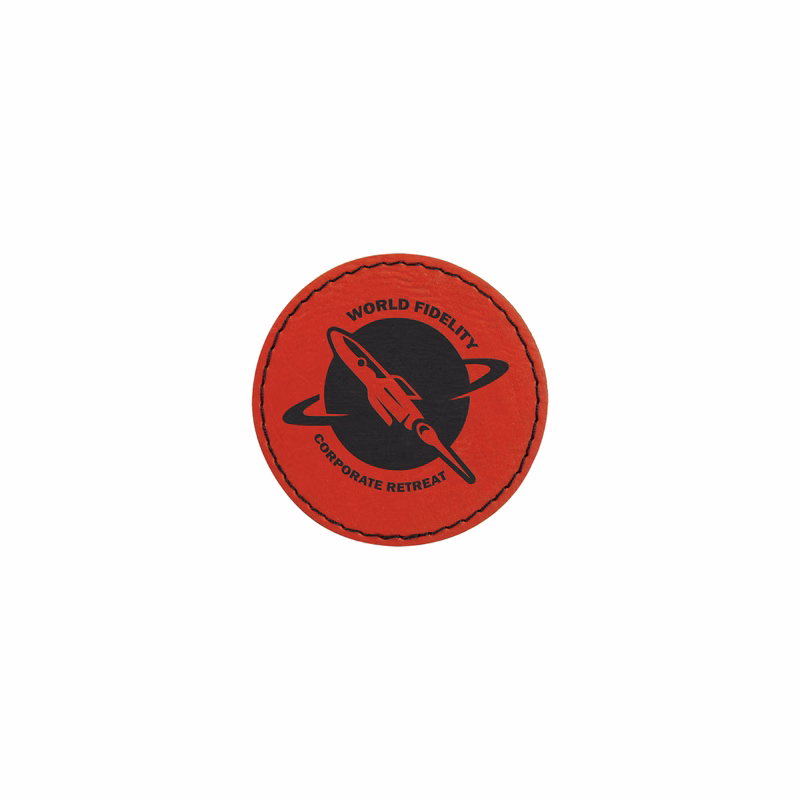 2" Red Leatherette Round Patch with Adhesive