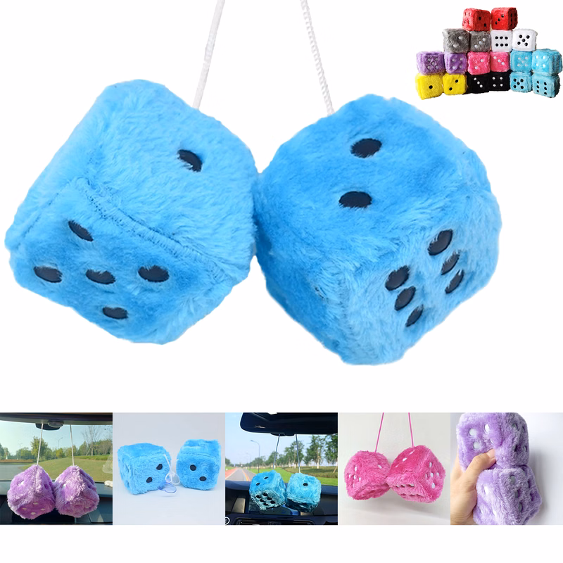 Pair 3" Fuzzy Plush Dice