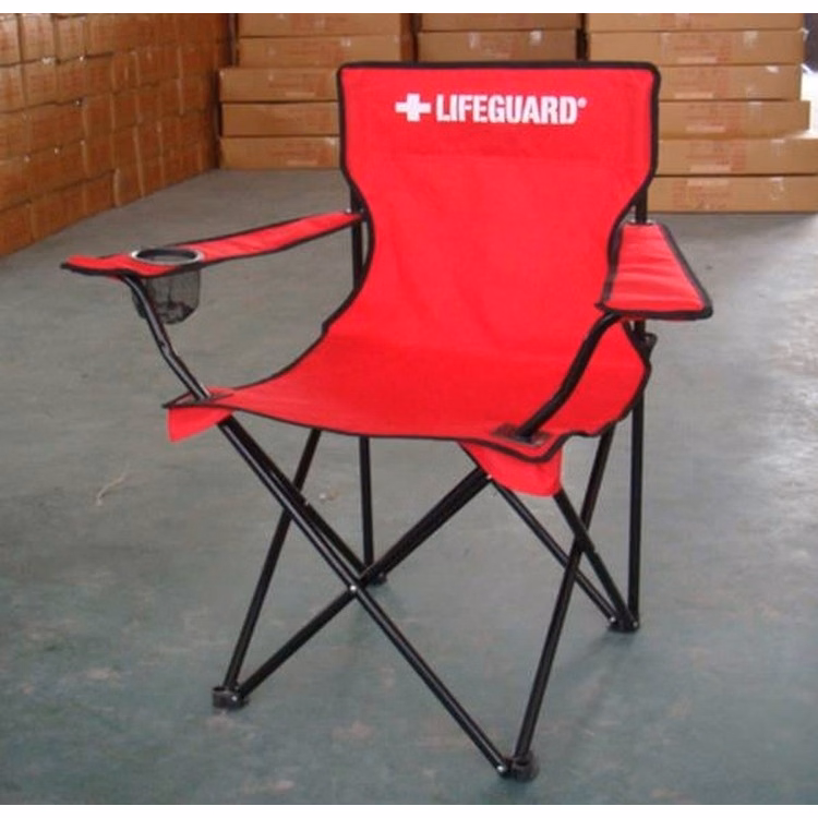 600D Fabric Outdoor Backrest Beach Chairs with Armrest and Mug Holder