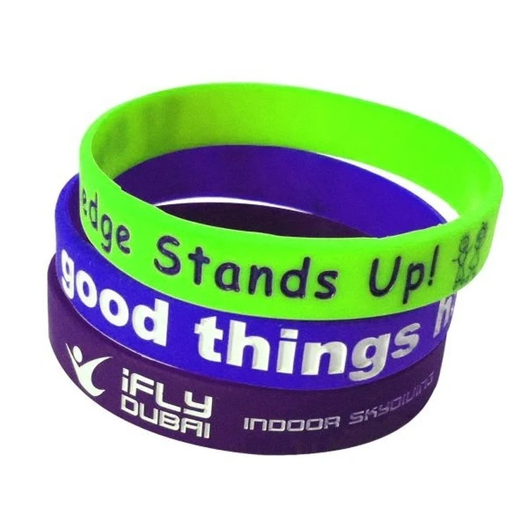 Debossed Silicone Wristband W/ Ink Fill 1
