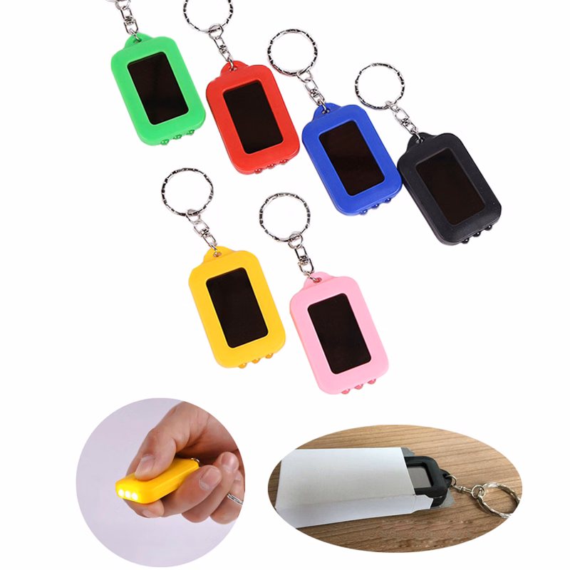 Solar-powered Mini LED Flashlight Keychain
