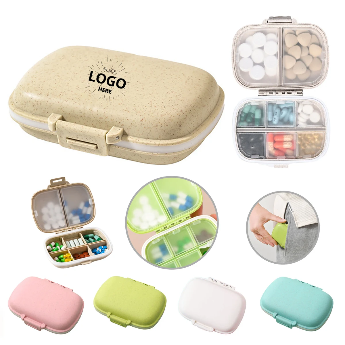 Portable Pill Box with 8 Compartments Plastic Pill Box 1