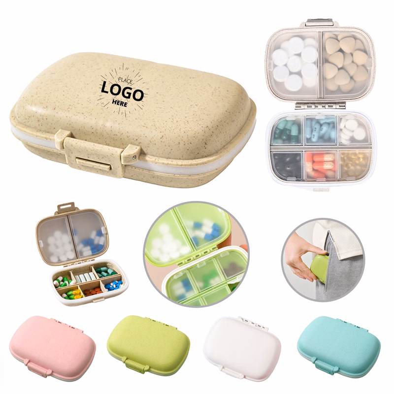 Portable Pill Box with 8 Compartments Plastic Pill Box