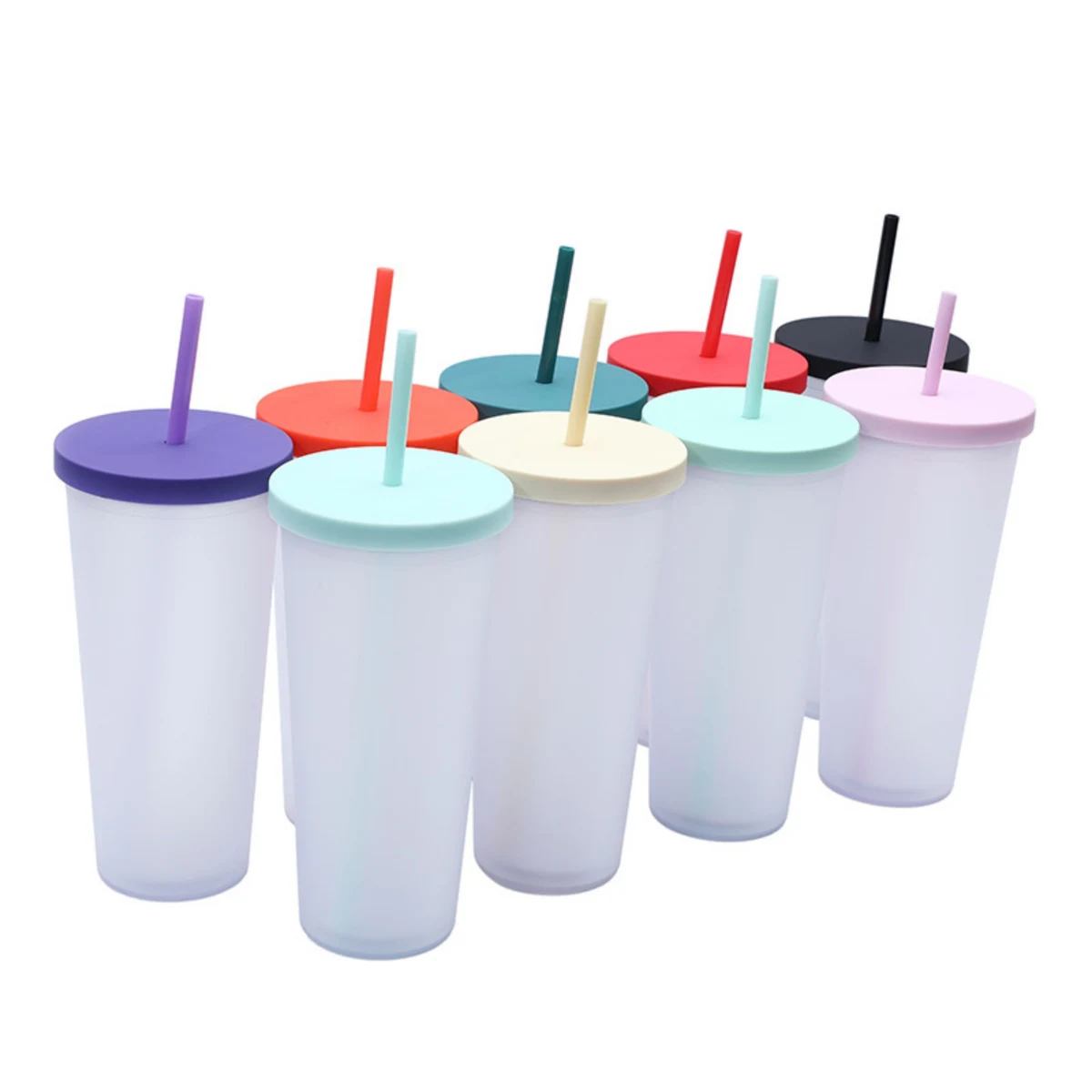 24 oz Frosted Double-Layer Straw Cup 1