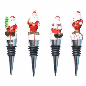 Elegant 4 Piece Santa Claus Wine Stopper Set