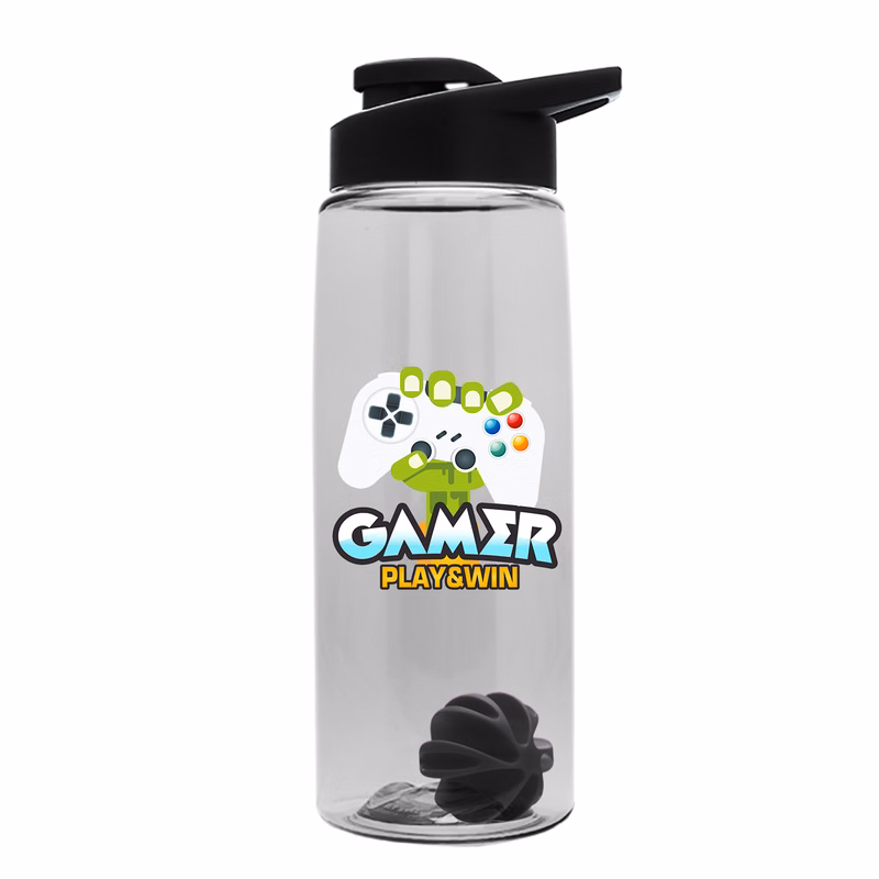 The Flair - 26 oz. Transparent Tritan Bottle with Drink thru , Mixing Ball, and Digital Imprint
